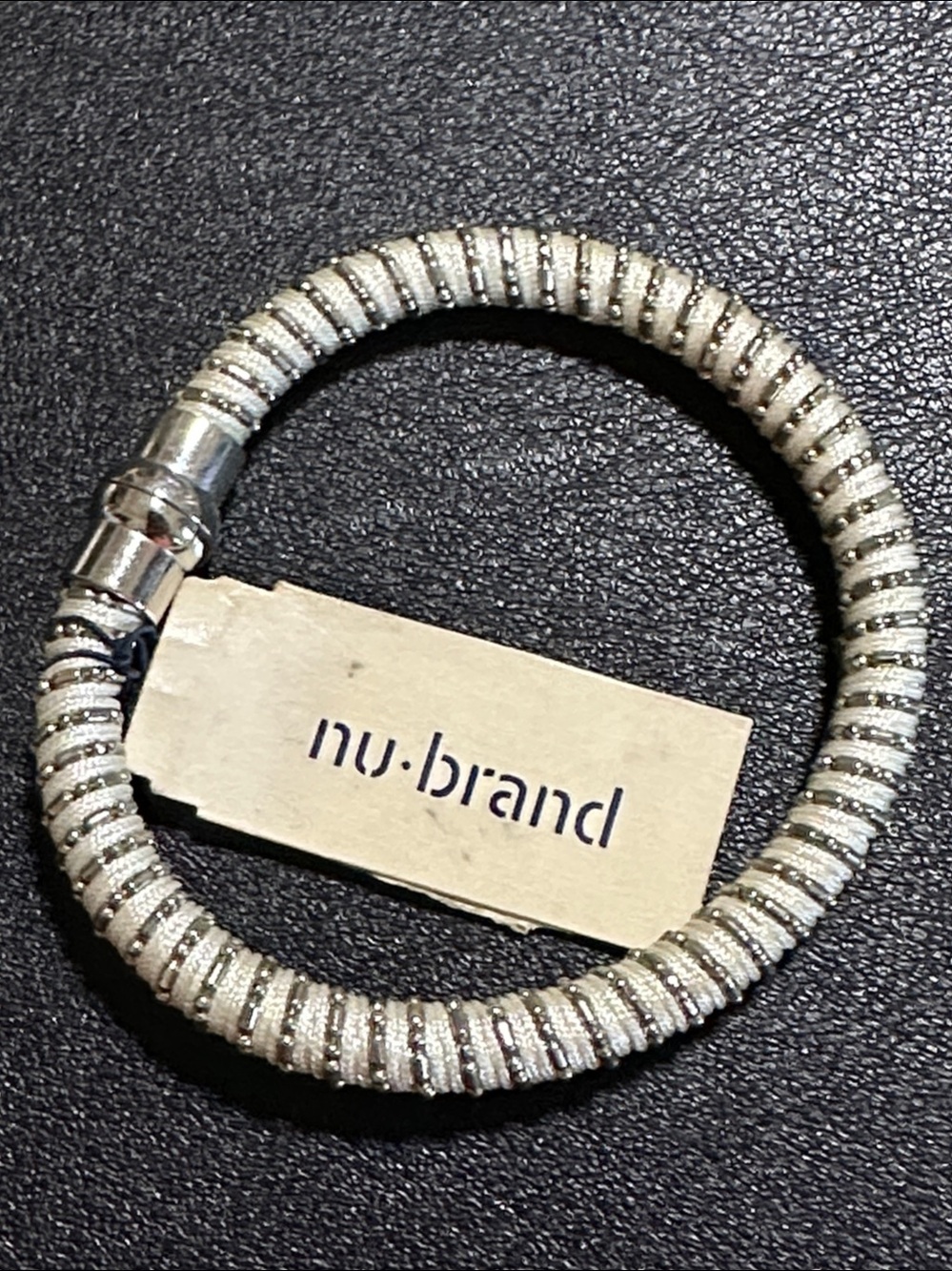 NWT Nu-Brand White Woven Beaded Cord Magnetic Bracelet Nordstrom